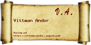 Vittman Andor névjegykártya